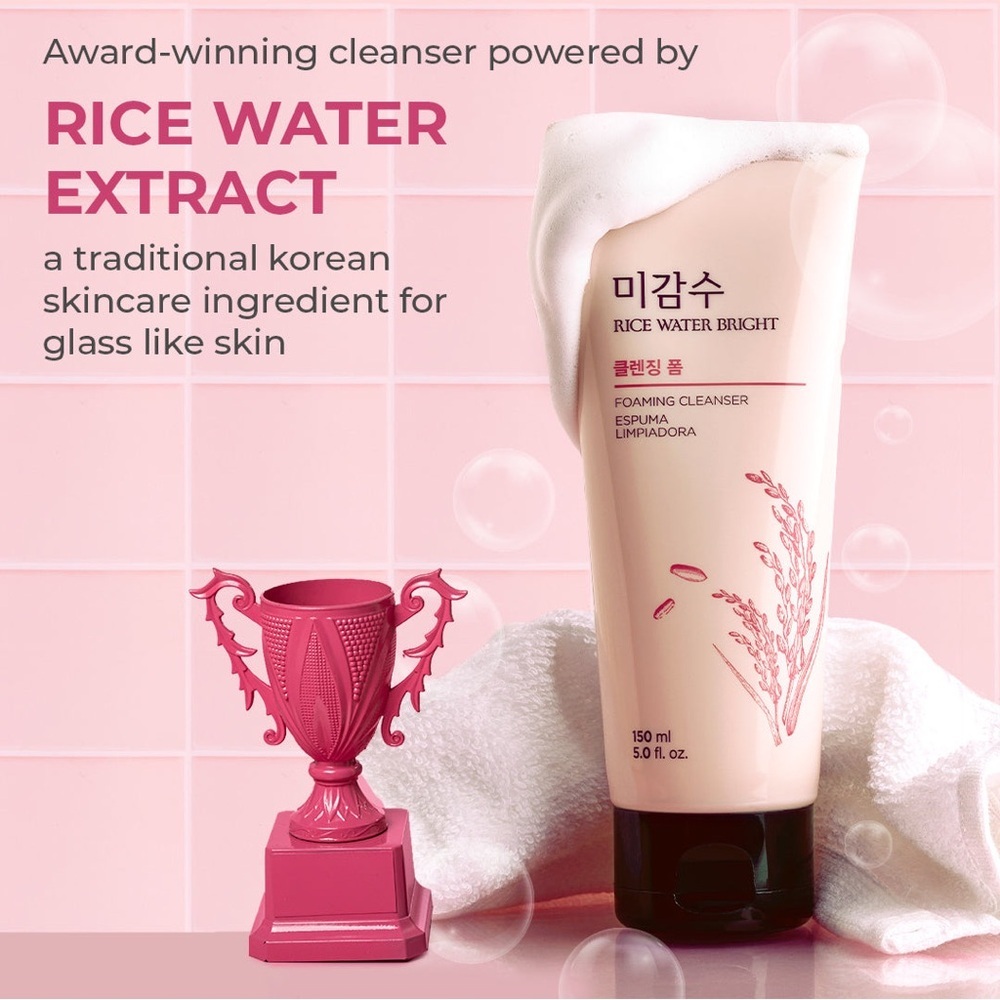 The Face Shop Rice Water Bright Foaming Cleanser K-Beauty Jumbo Size 300ml - NWT - Picture 7 of 9